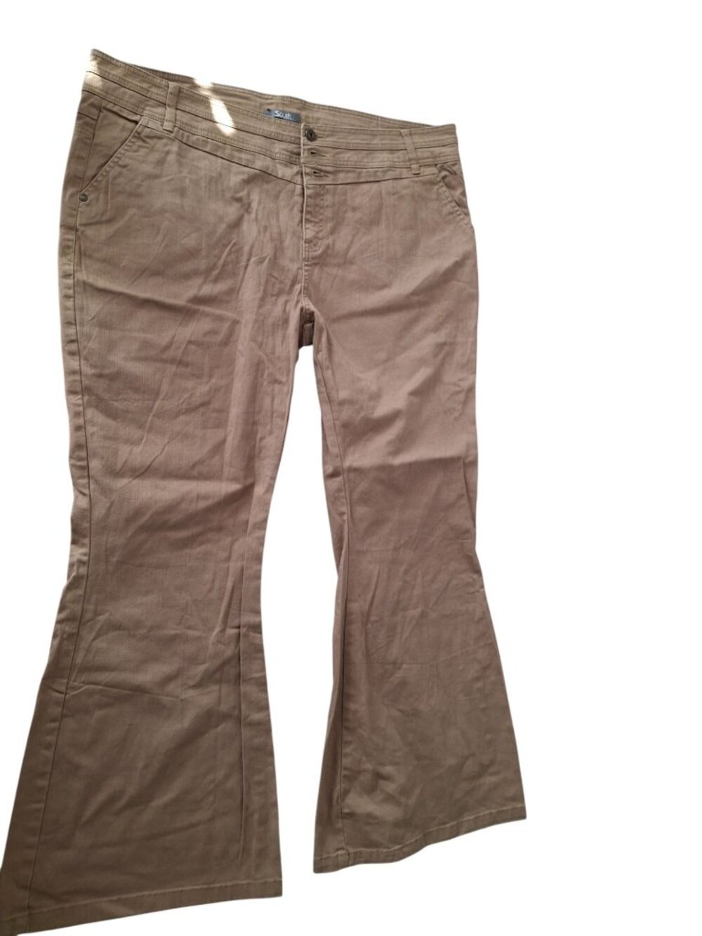 South Brown Flare Pants Womens 22 Plus Y2K Boho Stretch Bell Bottom Retro